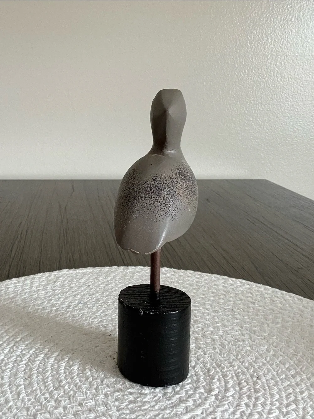 Gray and Orange Hand-Painted Wooden Bird Figurine - Coastal Accent